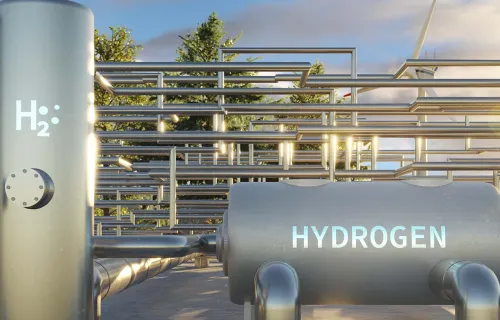 Ligne de production industrielle avec stockage moderne de l'hydrogène
